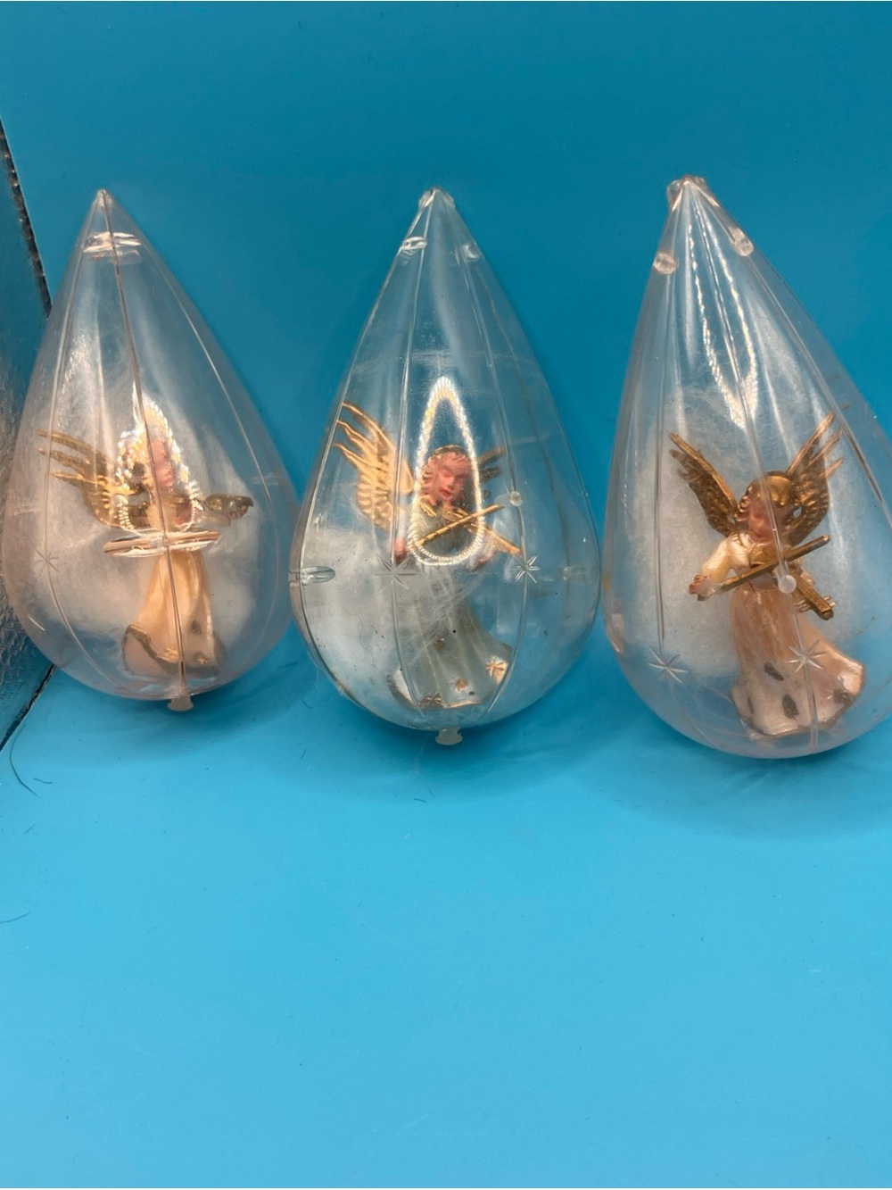 Gold Angel Teardrop Ornaments - Set of 3